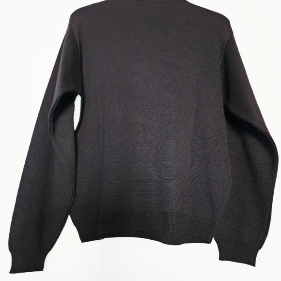 Bachrach Men's M Wool Blend Argyle Geometric Crewneck Sweater Black White Medium - Picture 2 of 8